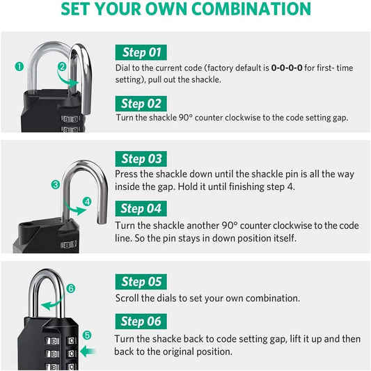1pc Combination Lockr Resettable 4 Digit Padlock with Combination Waterproof and Heavy Duty Combination Padlock Outdoor