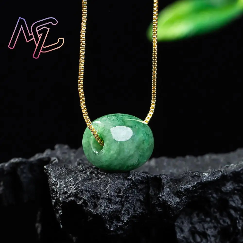Natural Real Jade Bead Pendant Myanmar Jadeite Necklace Designer Amulet Fashion Luxury Vintage Gemstone Gifts for Women