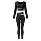 2 Piece Sets Women Quick-Dry Sports Set O-Neck Long Sleeve Top Pants Running Fitness Workout Athletic Wear Tracksuit Sportswear