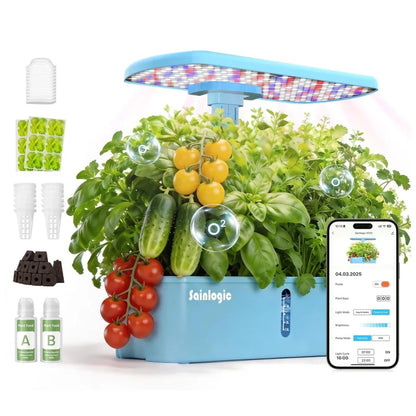 Smart Hydroponics Growing System, APP & WiFi Controlled, 12 Pods, Silent Auto Water Pump, Indoor Home Herb Garden Planting Kit