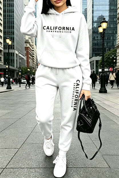 Fall Winter Womens Outfits Street Casual Hooded Sweatshirts Outdoors Sports Jogging Clothing Hot Sales Single Piece Hoodie Pants