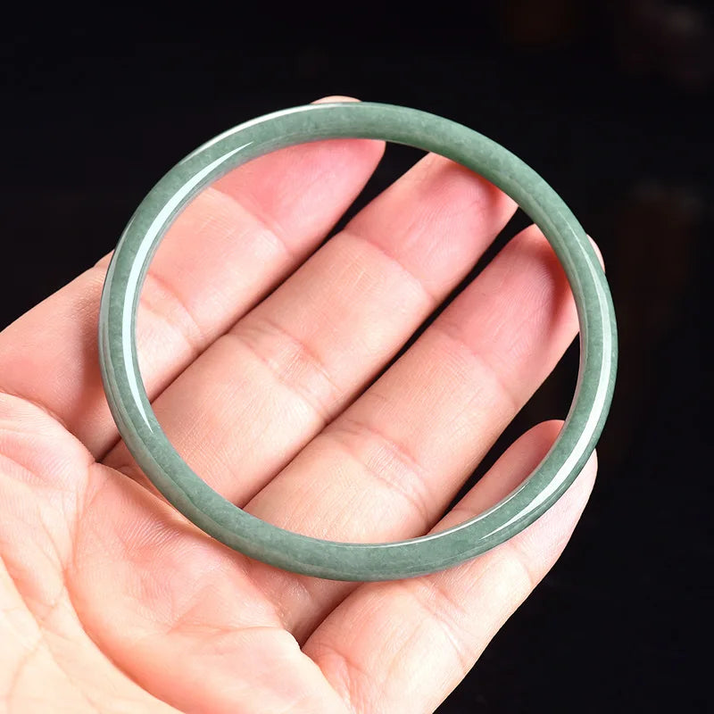 Natural Burmese Jadeite Bracelet Bangle Real Jade Designer Accessories Carved Gemstone Amulet Fashion Vintage Gifts for Women