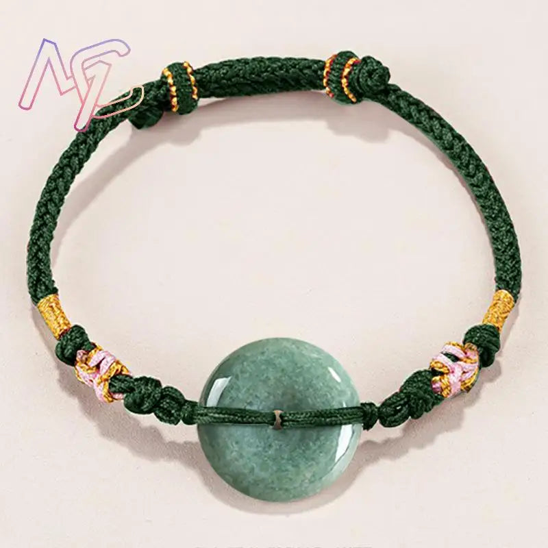 Green Myanmar Jadeite Donut Bracelet Designer Bangle Natural Burmese Jade Fashion Accessories Real Jewelry Vintage Talismans