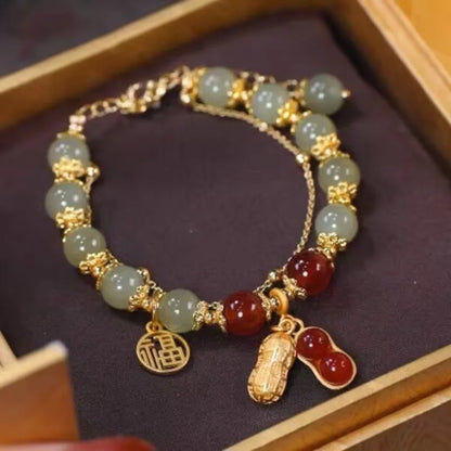 Natural Real Jade Peanut Bracelet Charm Jewelry Designer Bangle Fashion Amulet Luxury Gemstone Lucky Accessories Gifts for Women