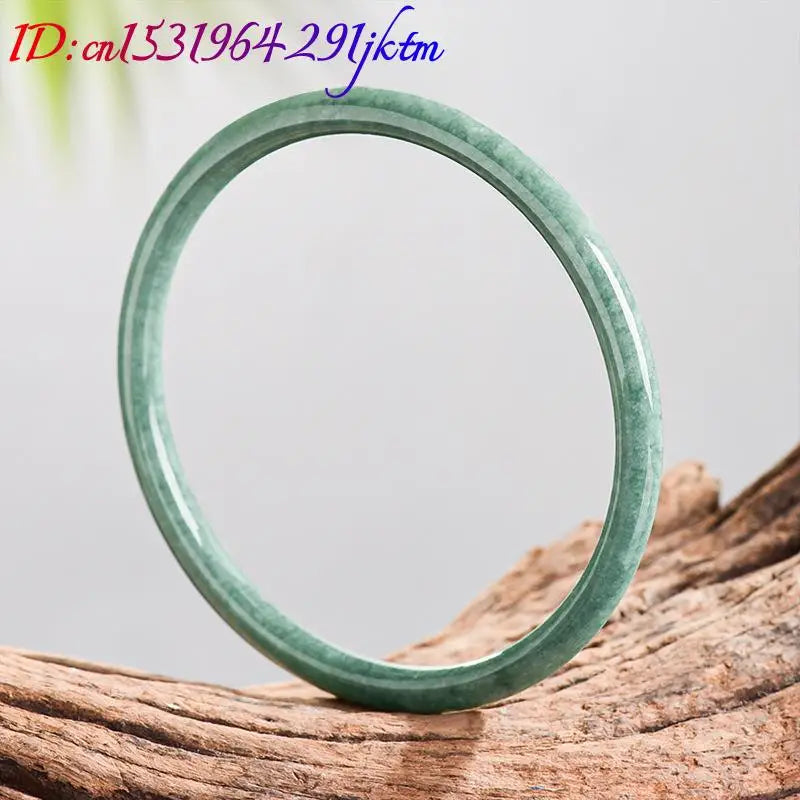 Natural Burmese Jadeite Bracelet Bangle Real Jade Designer Accessories Carved Gemstone Amulet Fashion Vintage Gifts for Women