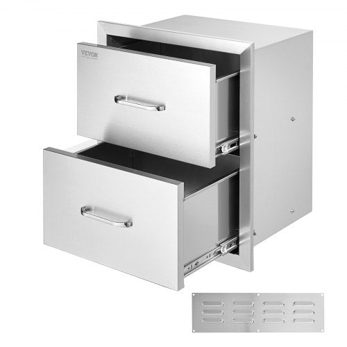 Outdoor Kitchen Drawers 18W x 20.6H x 12.7D Inch, Flush Mount Double
