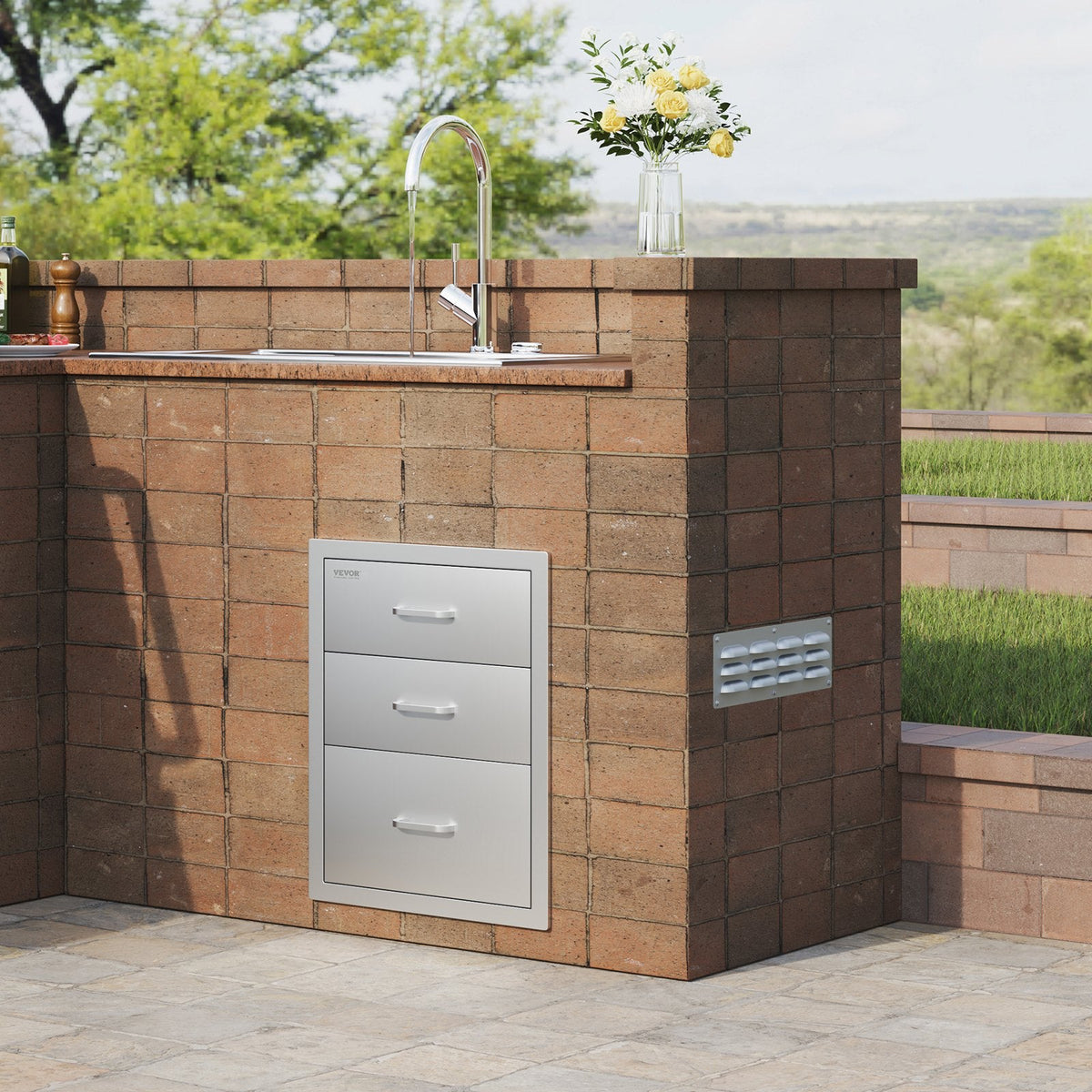 VEVOR 18x23 Inch Outdoor Kitchen Stainless Steel Triple Access BBQ