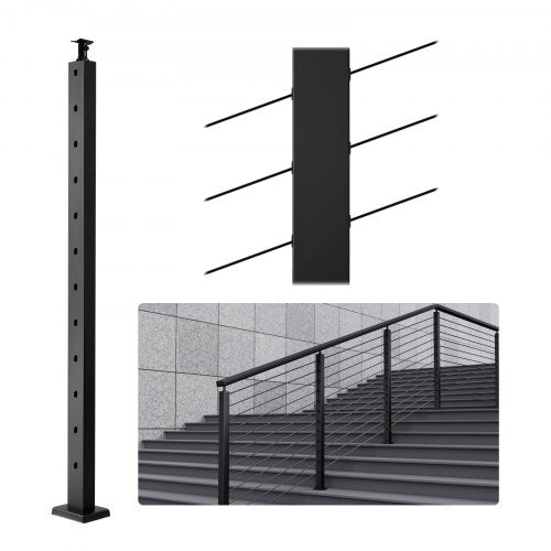 VEVOR Cable Railing Post, 42" x 1" x 2" Steel 30° Angled Hole Stair