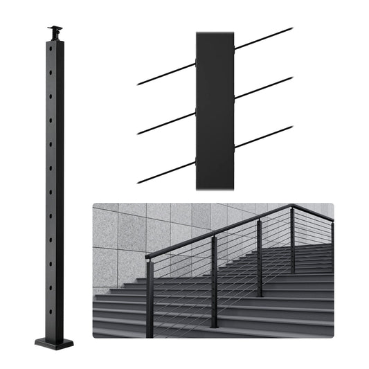 VEVOR Cable Railing Post, 42" x 1" x 2" Steel 30° Angled Hole Stair