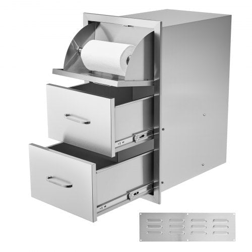 VEVOR 17W x 30H x 21D Inch Outdoor Kitchen Stainless Steel Double