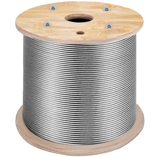 VEVOR 316 Stainless Steel Cable 0.32 cm (1/8") 1x19 Steel Cable Wire