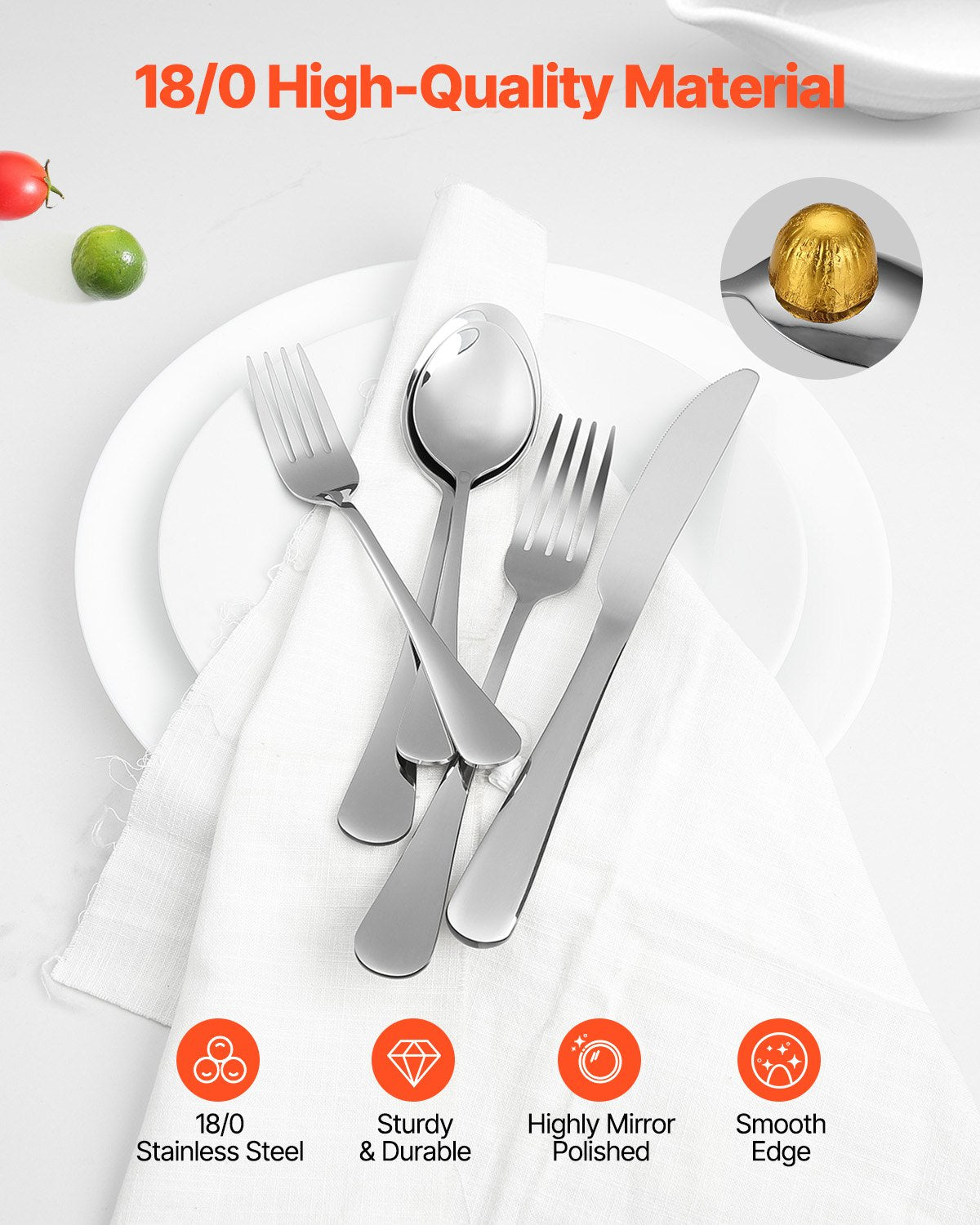VEVOR 30-Piece Silverware Set, Food-Grade Stainless Steel Flatware