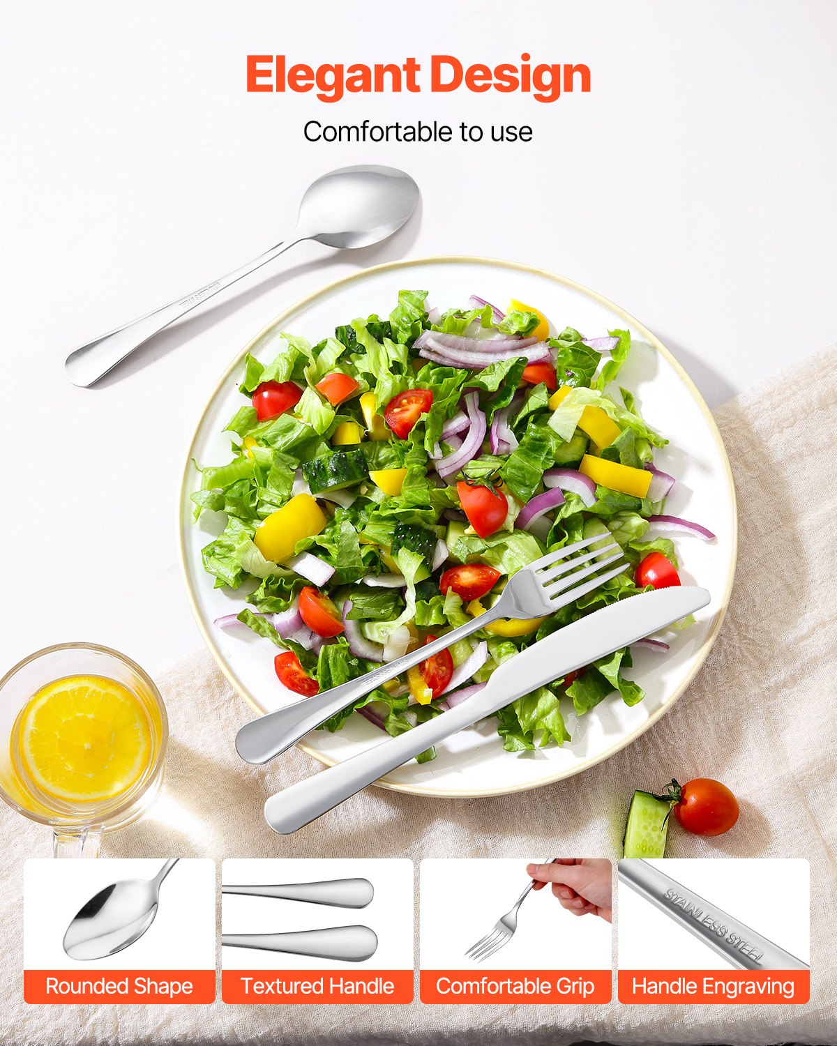 VEVOR 30-Piece Silverware Set, Food-Grade Stainless Steel Flatware