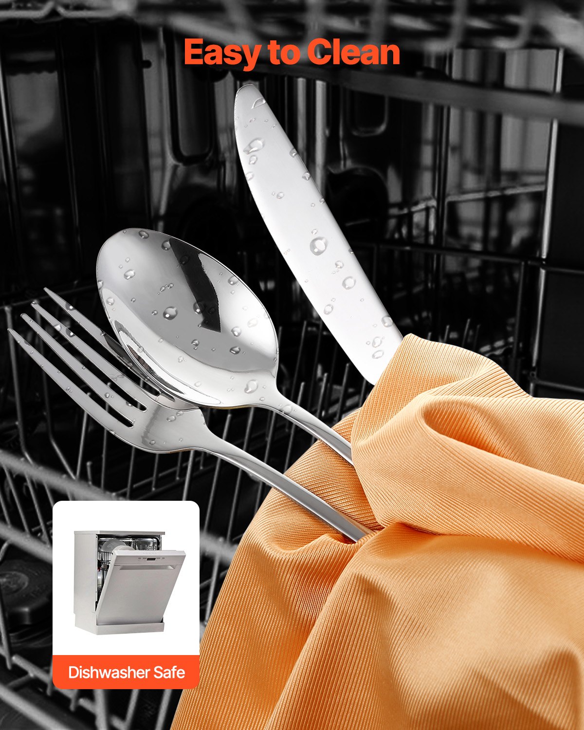 VEVOR 30-Piece Silverware Set, Food-Grade Stainless Steel Flatware