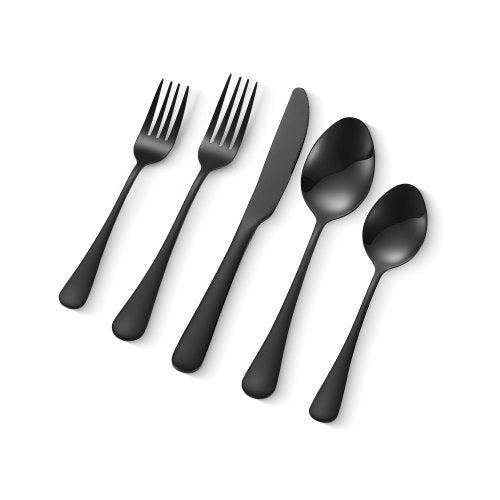 VEVOR 30-Piece Black Silverware Set, Food-Grade Stainless Steel