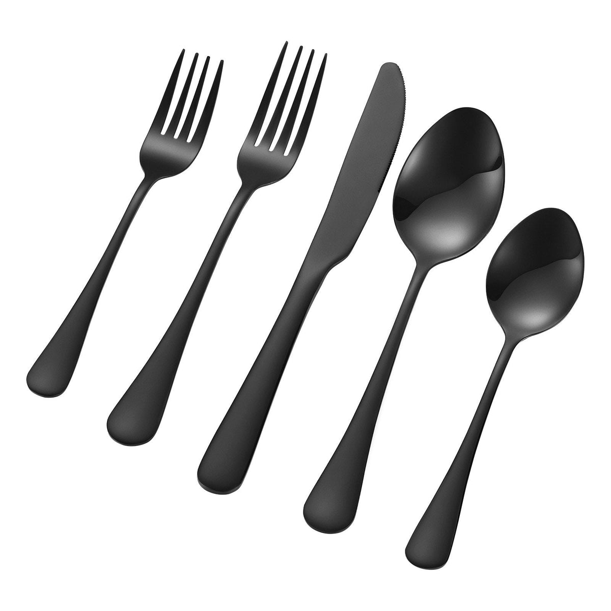 VEVOR 30-Piece Black Silverware Set, Food-Grade Stainless Steel