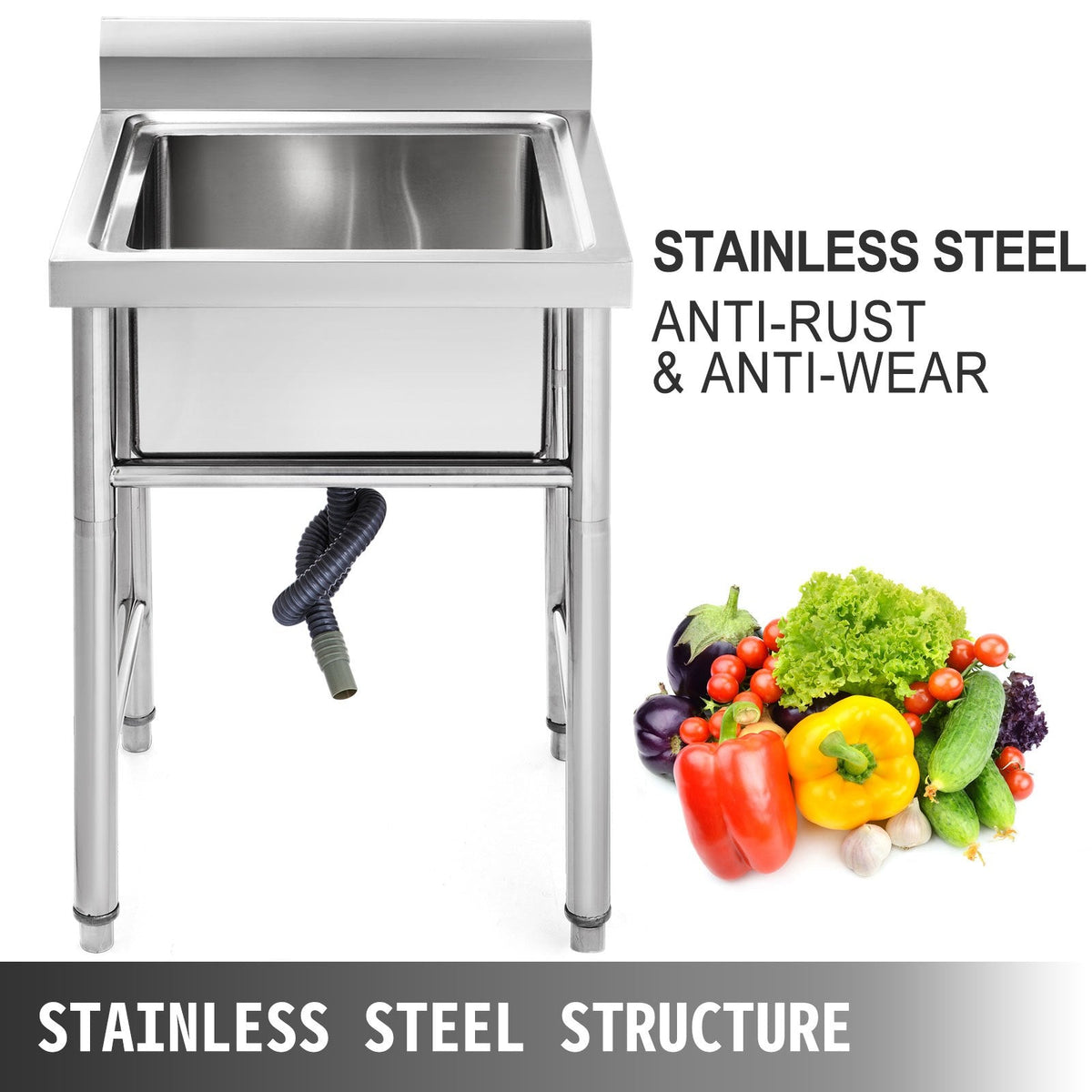 VEVOR Handmade Sink Non-magnetic Stainless Steel Kitchen Sink Hand
