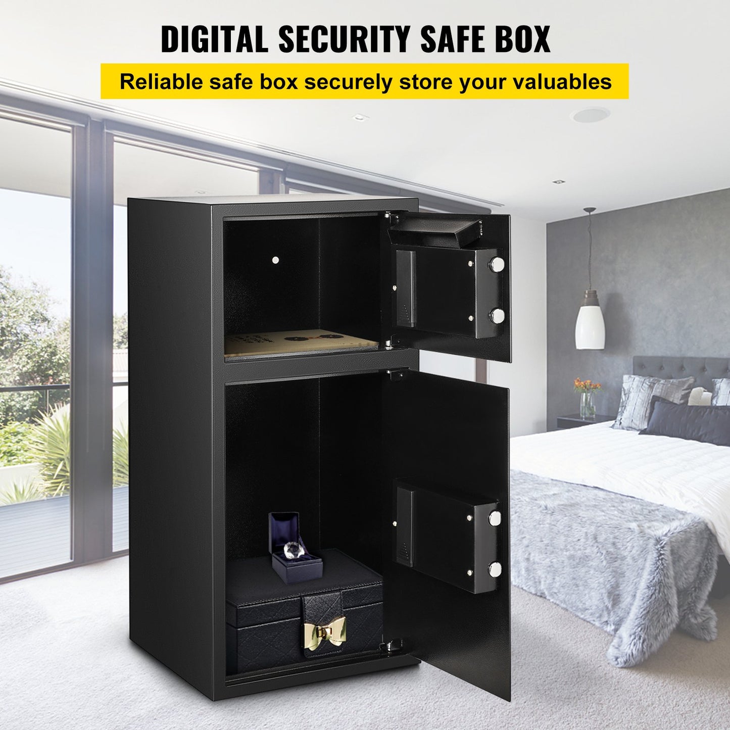 74 L Digital Double Door Safe Depository Box Gun Safes Cash Office