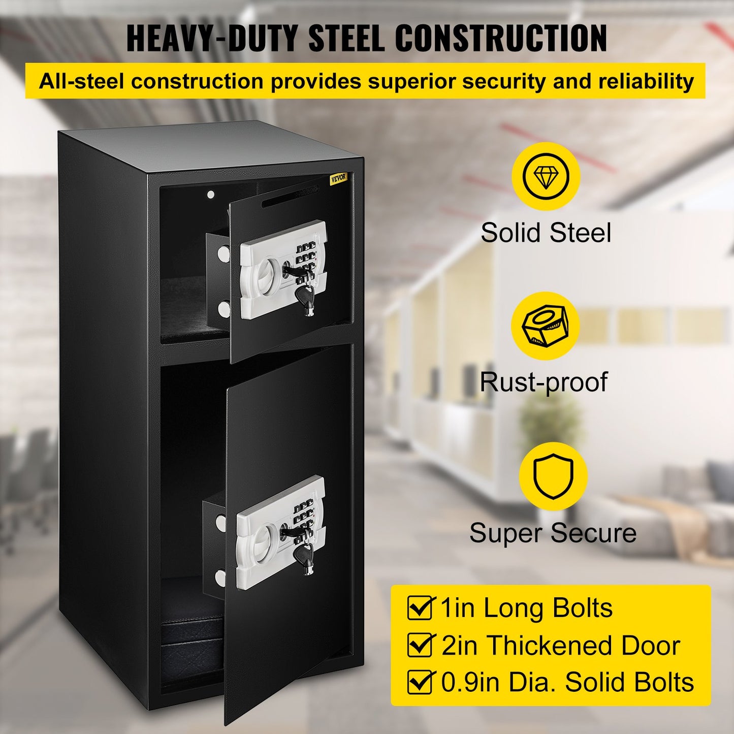 74 L Digital Double Door Safe Depository Box Gun Safes Cash Office