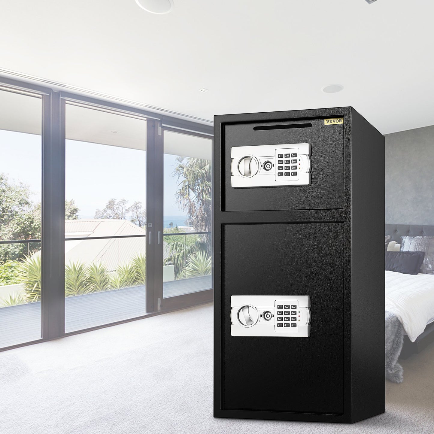 74 L Digital Double Door Safe Depository Box Gun Safes Cash Office