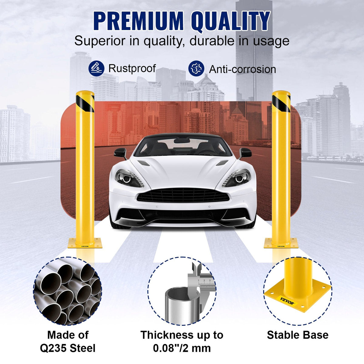 VEVOR Safety Bollard Safety Barrier Bollard 4-1/2" OD 36" Height