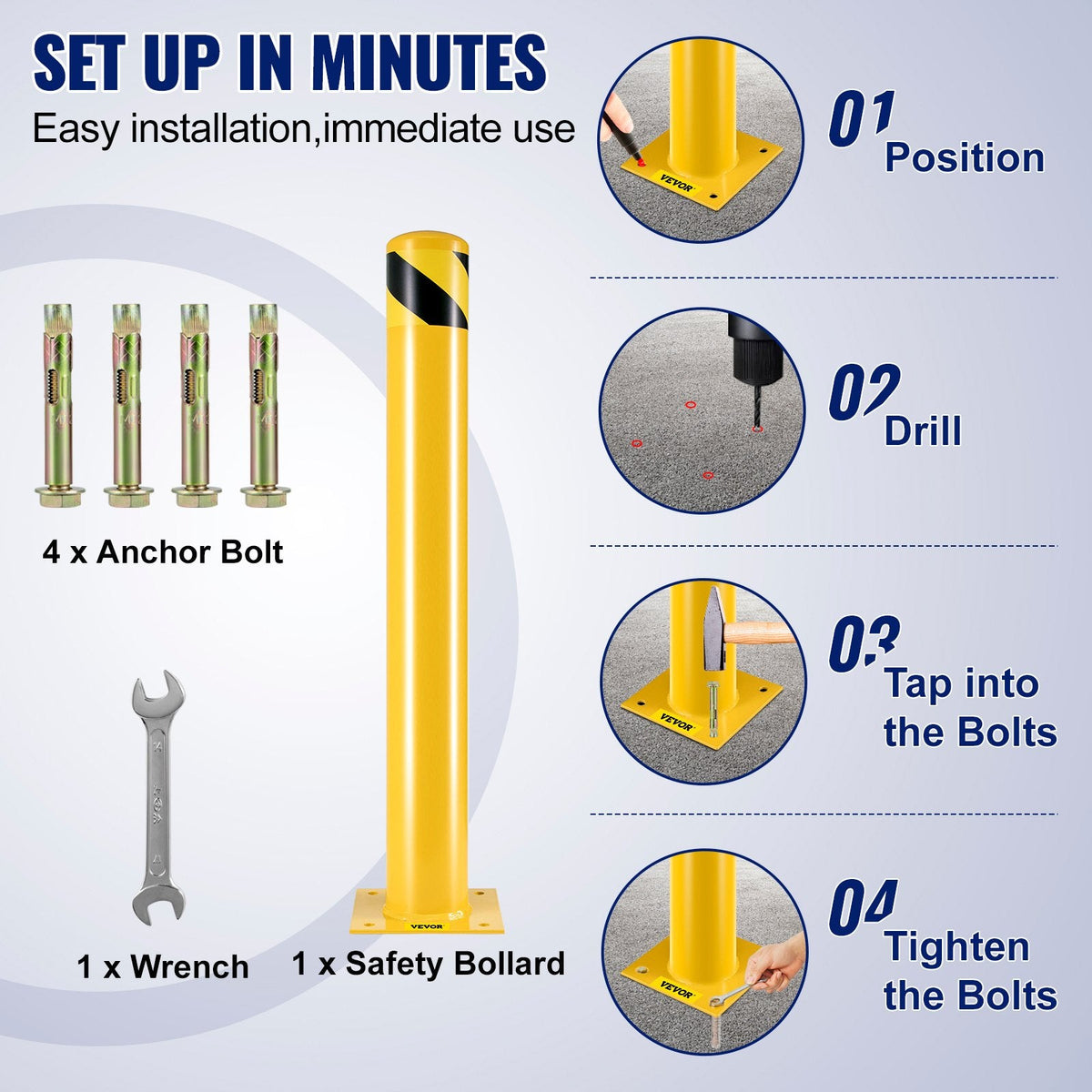 VEVOR Safety Bollard Safety Barrier Bollard 4-1/2" OD 36" Height