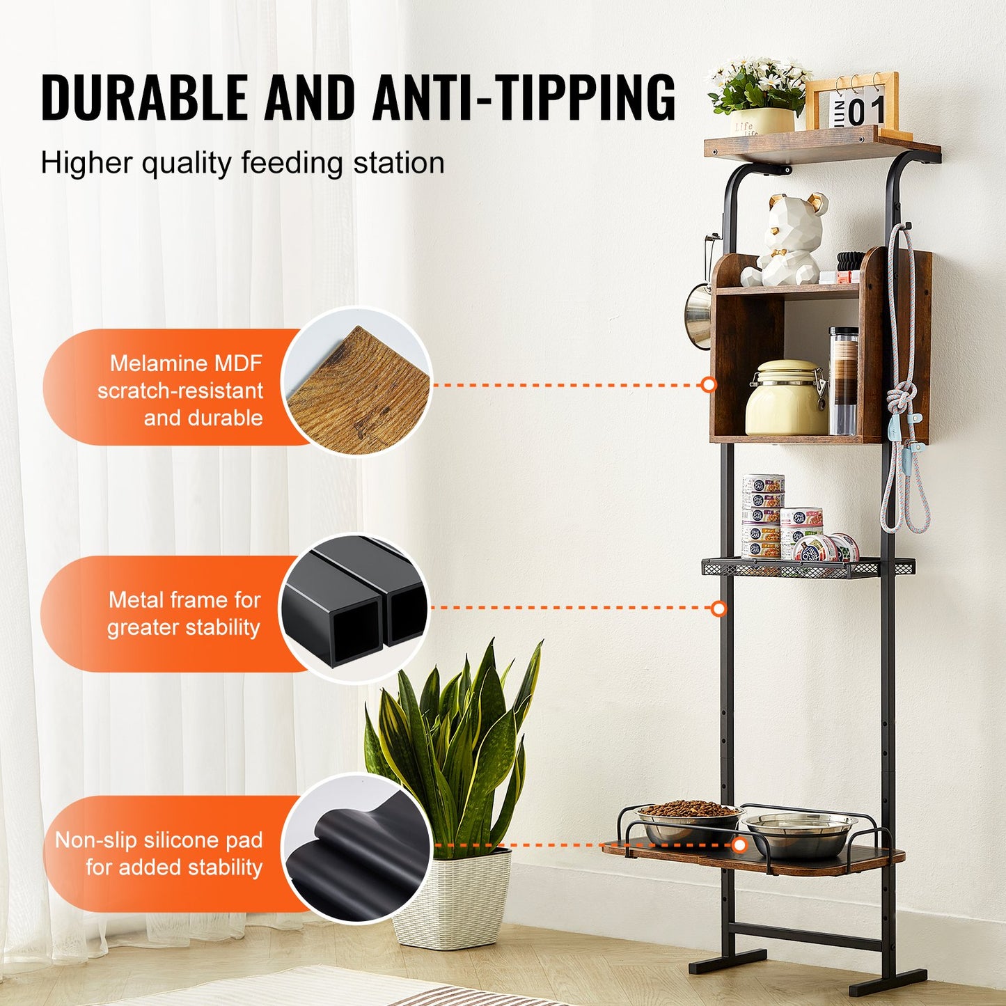 Pet Feeding Station with Storage, Elevated Dog Bowls, Raised Dog Bowl