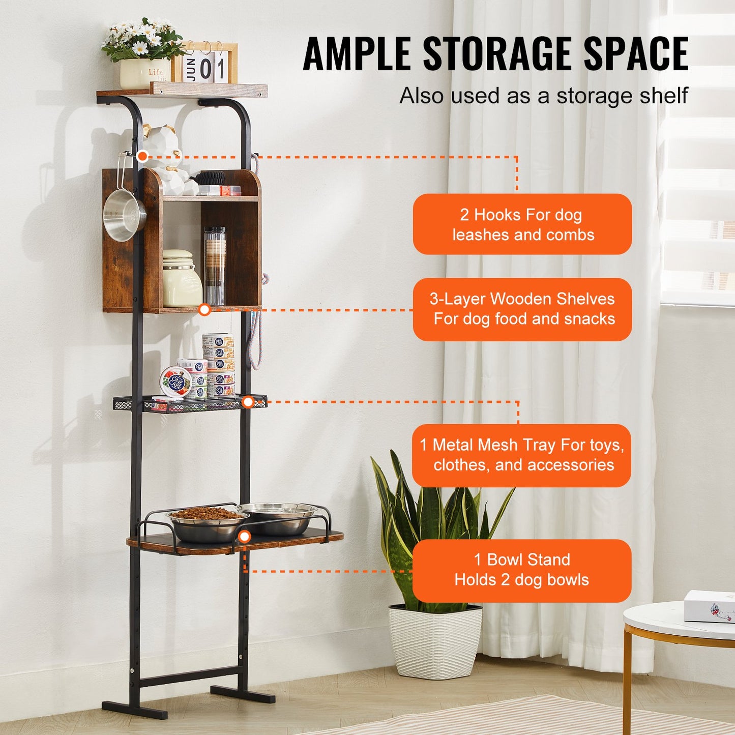 Pet Feeding Station with Storage, Elevated Dog Bowls, Raised Dog Bowl
