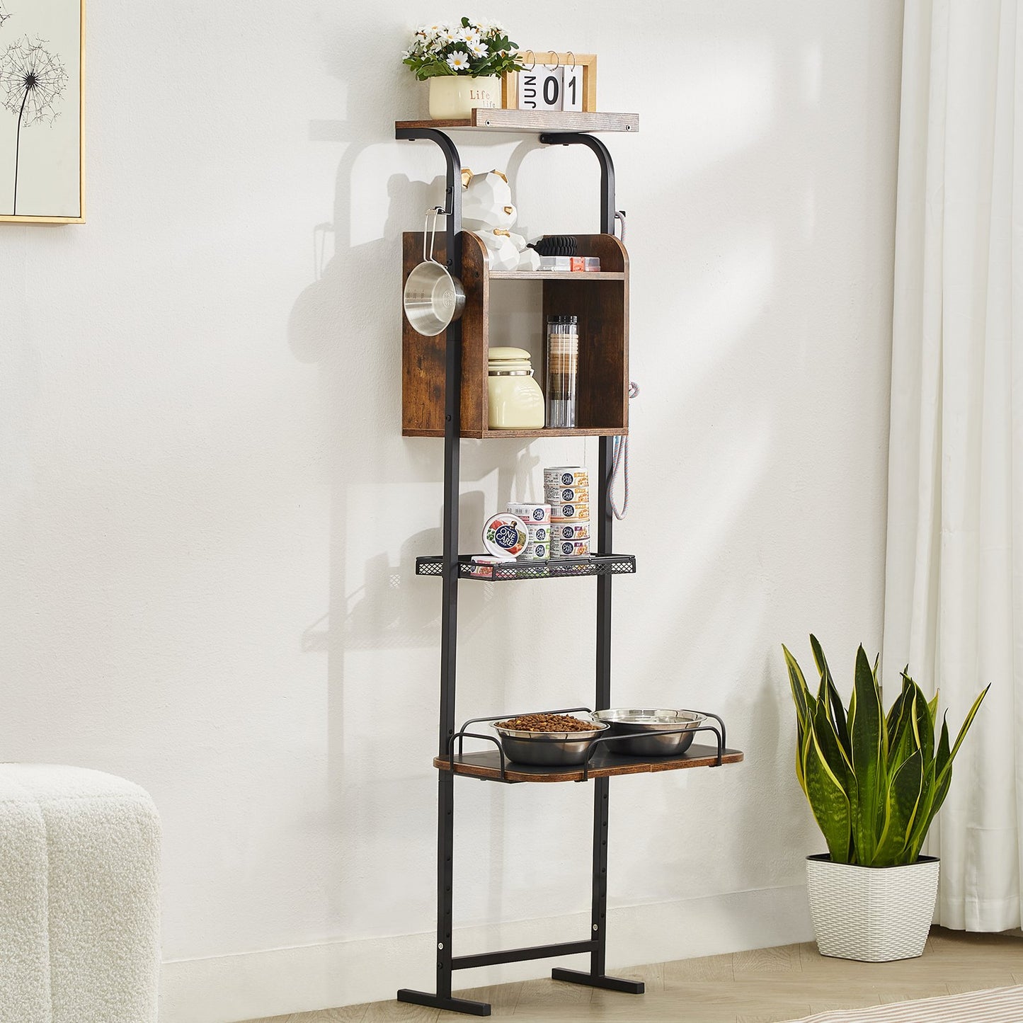 Pet Feeding Station with Storage, Elevated Dog Bowls, Raised Dog Bowl