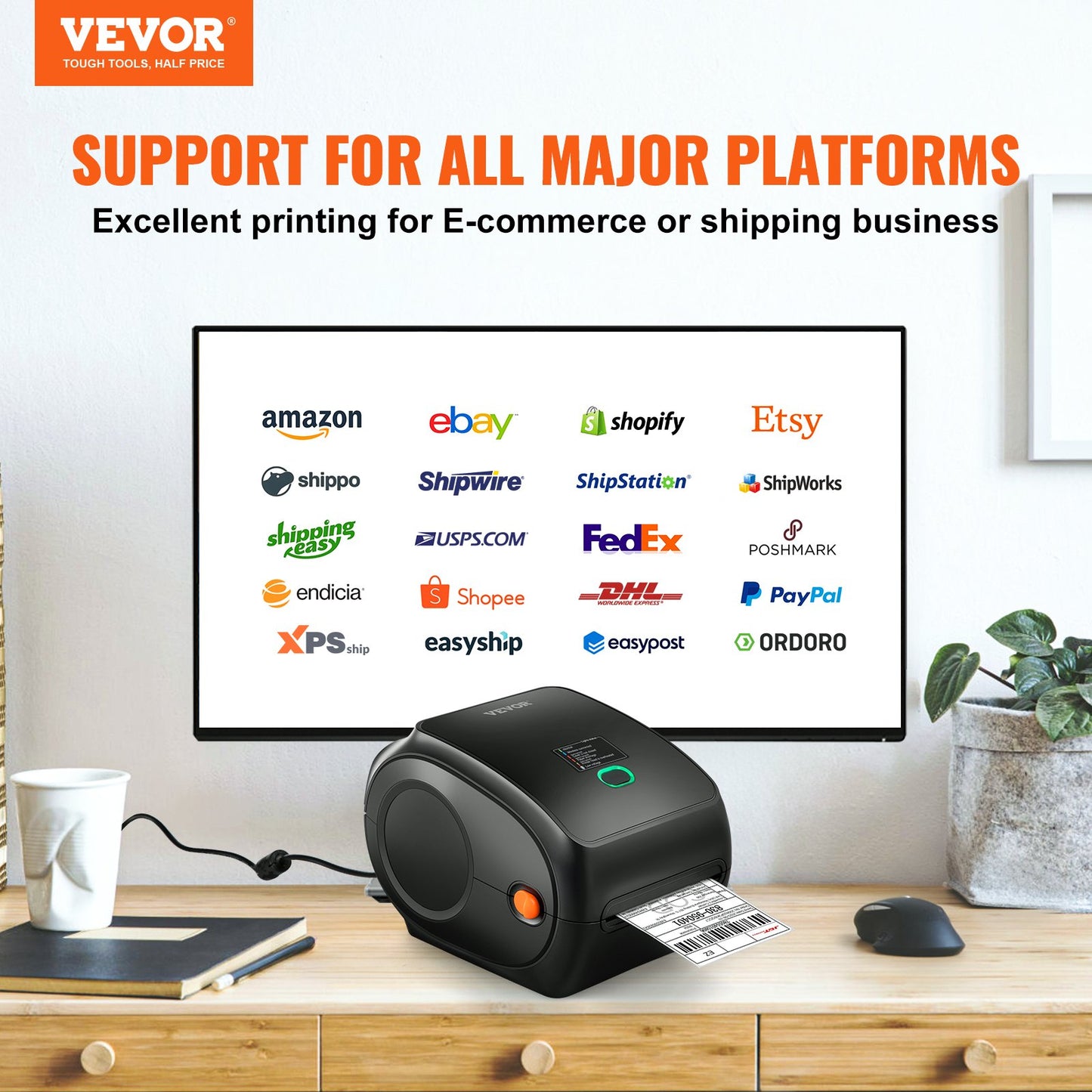 Thermal Label Printer, 300DPI for 4x6 Mailing Packages, Wireless