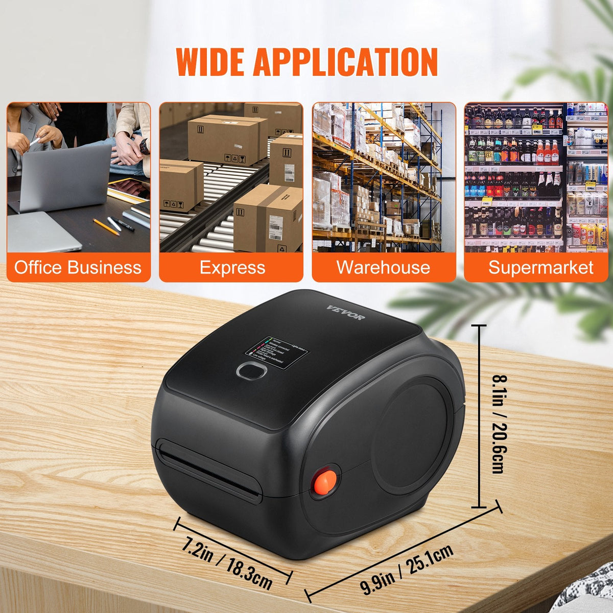 VEVOR Thermal Label Printer, 300DPI for 4x6 Mailing Packages, Wireless