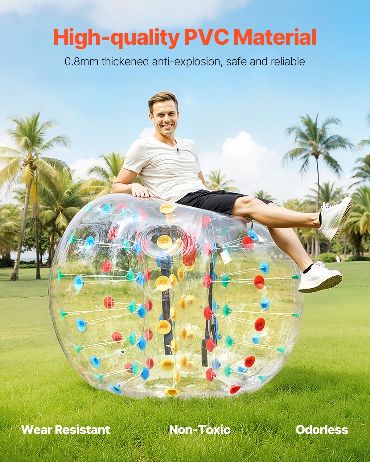 Inflatable Bumper Balls 1-Pack, 5FT/1.5M Body Sumo Zorb Ball, 0.8mm