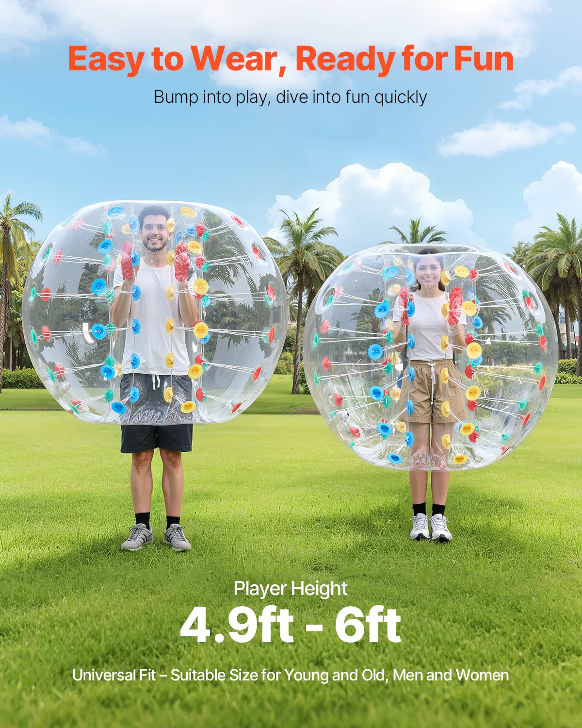 Inflatable Bumper Balls 1-Pack, 5FT/1.5M Body Sumo Zorb Ball, 0.8mm