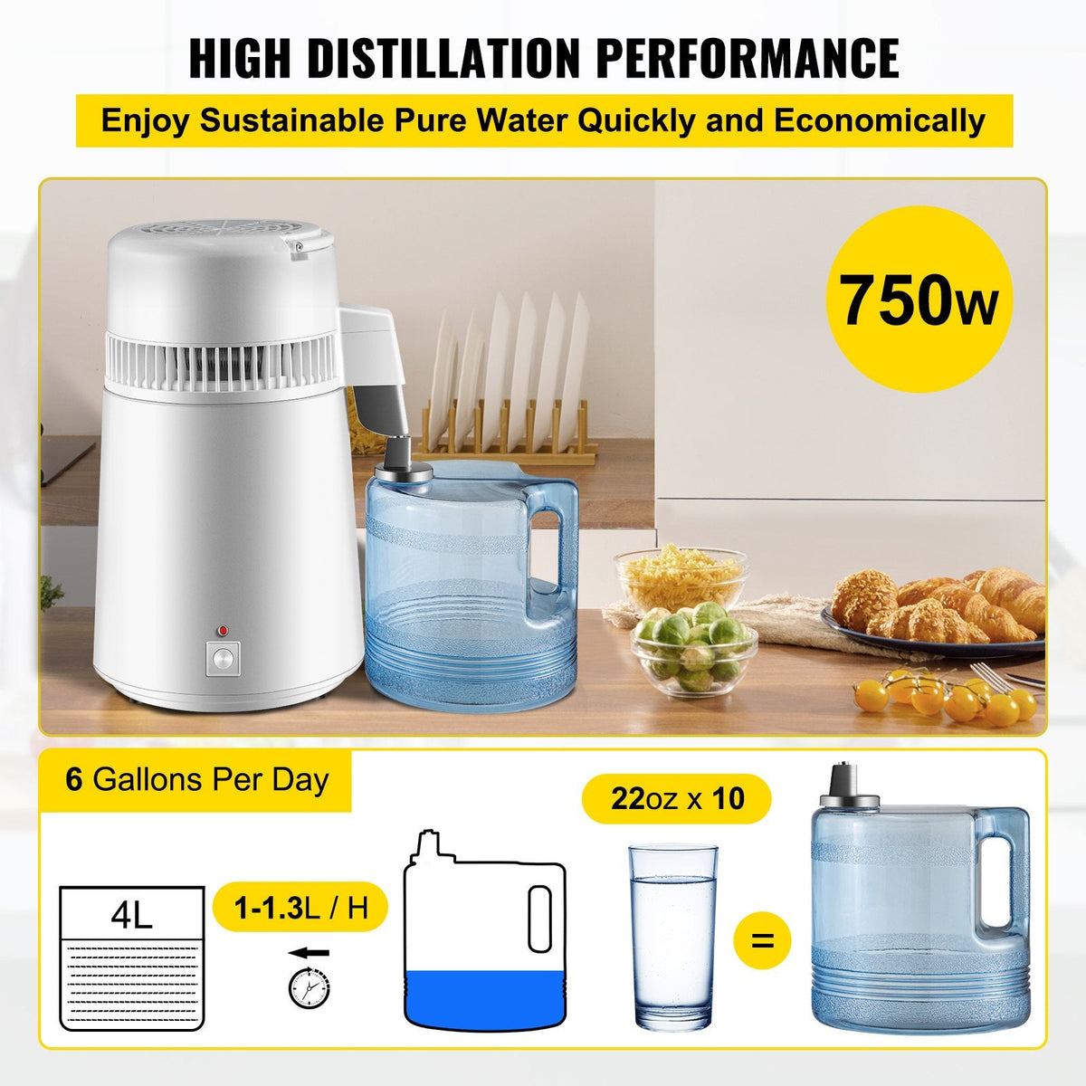 Newest 4L Dental  Medical Pure Water Distiller All Stainless Steel