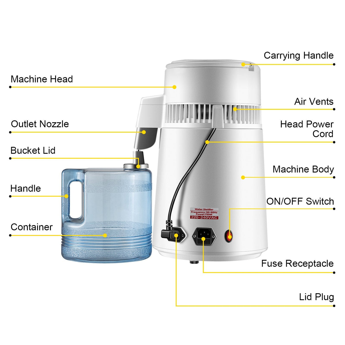 Newest 4L Dental  Medical Pure Water Distiller All Stainless Steel