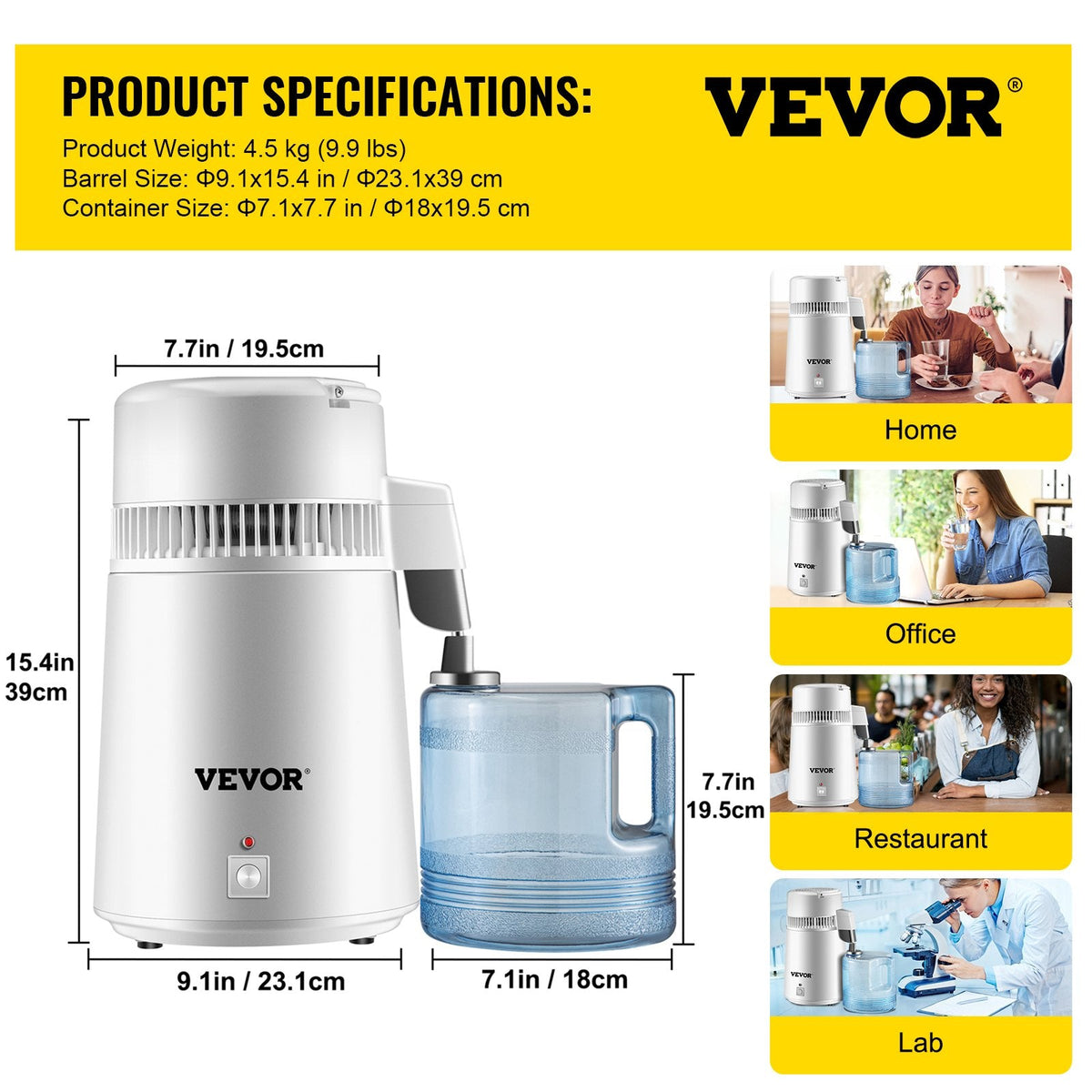 Newest 4L Dental  Medical Pure Water Distiller All Stainless Steel