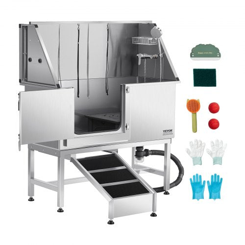 VEVOR Stainless Steel Dog Washing Station, 127 cm Pet Grooming Tub w/