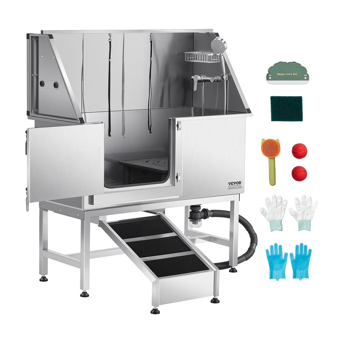 VEVOR Stainless Steel Dog Washing Station, 127 cm Pet Grooming Tub w/