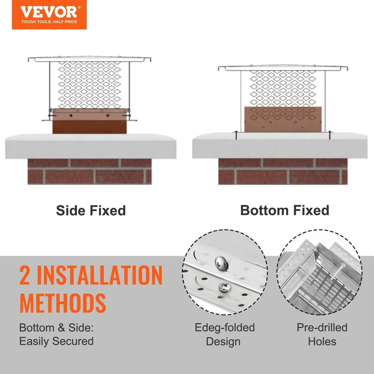 VEVOR Chimney Cap, 17 x 17 inch, 304 Stainless Steel Fireplace Chimney