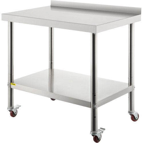 VEVOR Stainless Steel Prep Table, 36 x 24 x 35 Inch, 440lbs Load