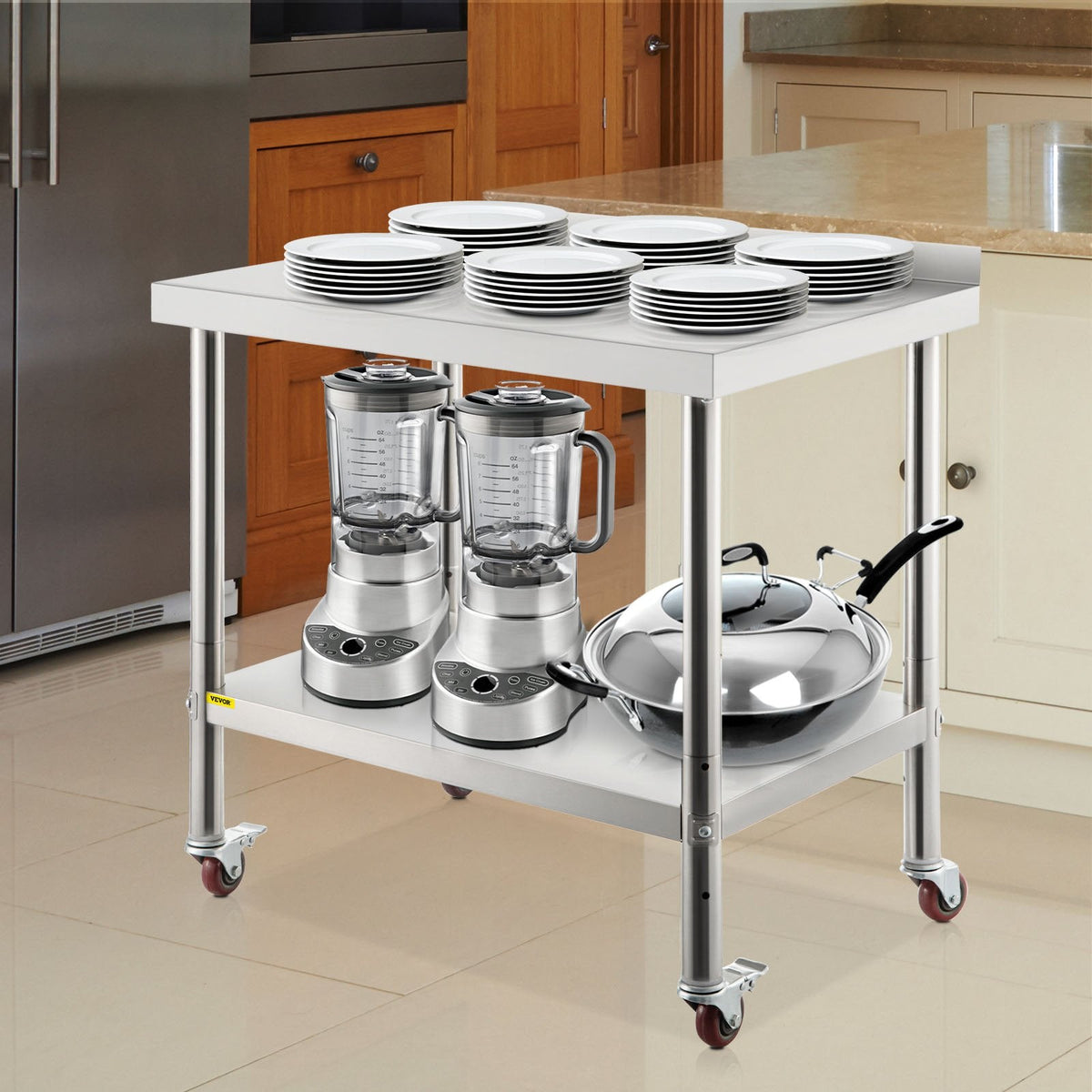 VEVOR Stainless Steel Prep Table, 36 x 24 x 35 Inch, 440lbs Load