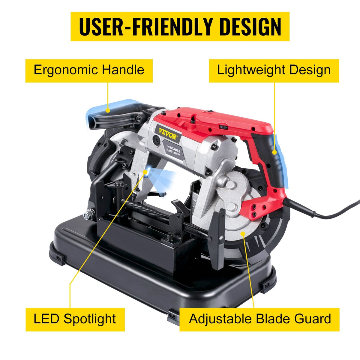 VEVOR Portable Band Saw, 127 mm x 127 mm Cutting Depth with Removable