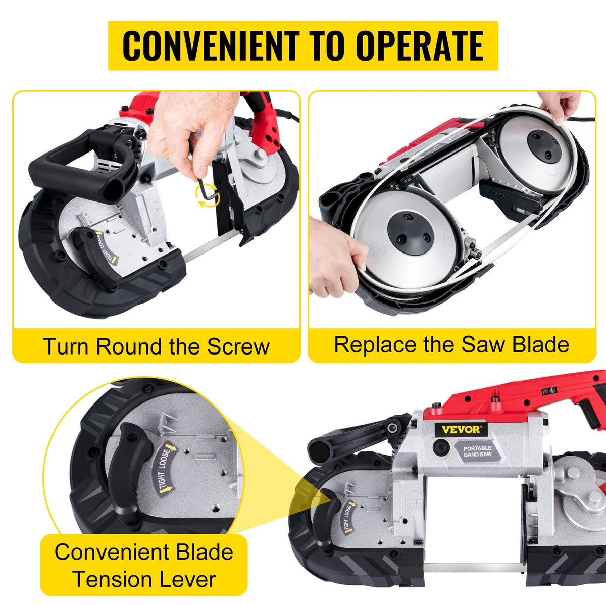 VEVOR Portable Band Saw, 127 mm x 127 mm Cutting Depth with Removable