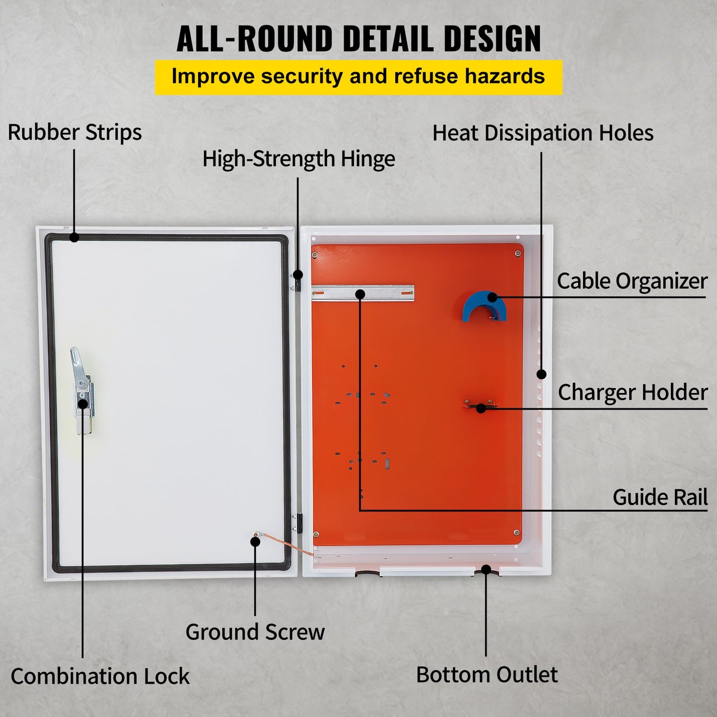 Tesla Charger Station Box, 70x50x25cm, Outdoor Cable Box Charging Box