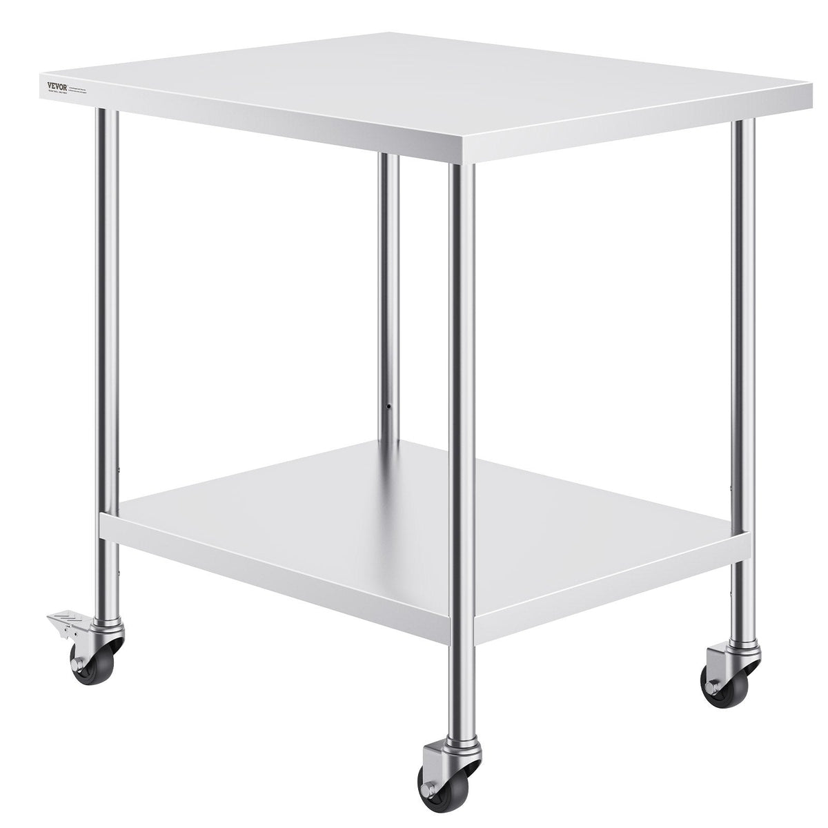 VEVOR Stainless Steel Work Table 30 x 36 x 38 Inch, with 4 Wheels, 3