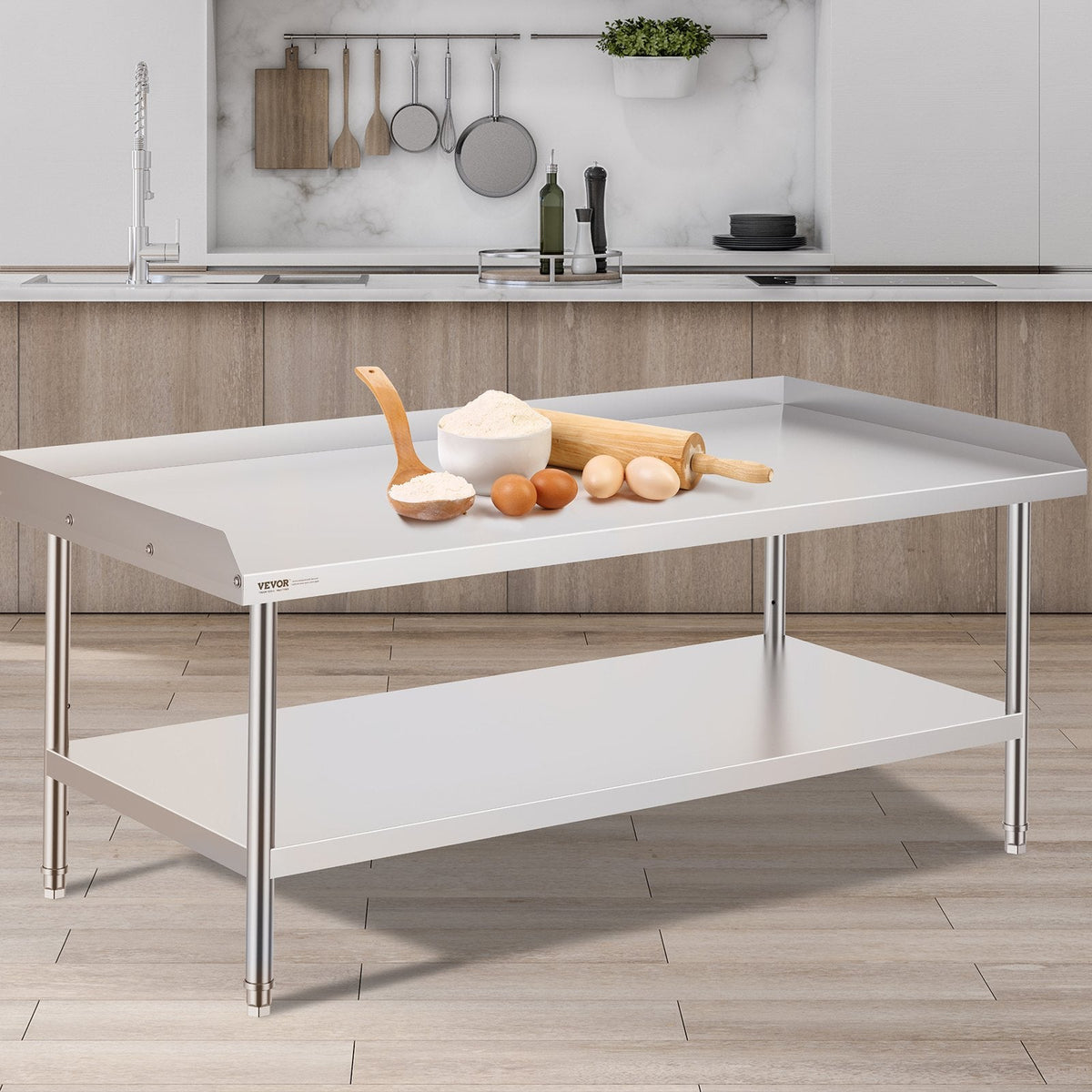 VEVOR Stainless Steel Work Table, 30 x 60 x 26 Inch Commercial Food