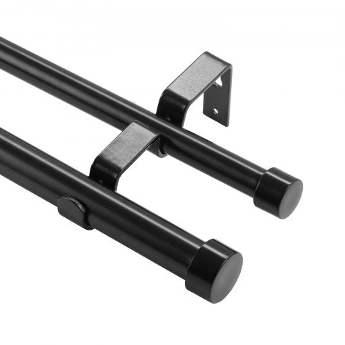 Double Rod Curtain Rods, 182.9-365.8 cm Adjustable Length, Black