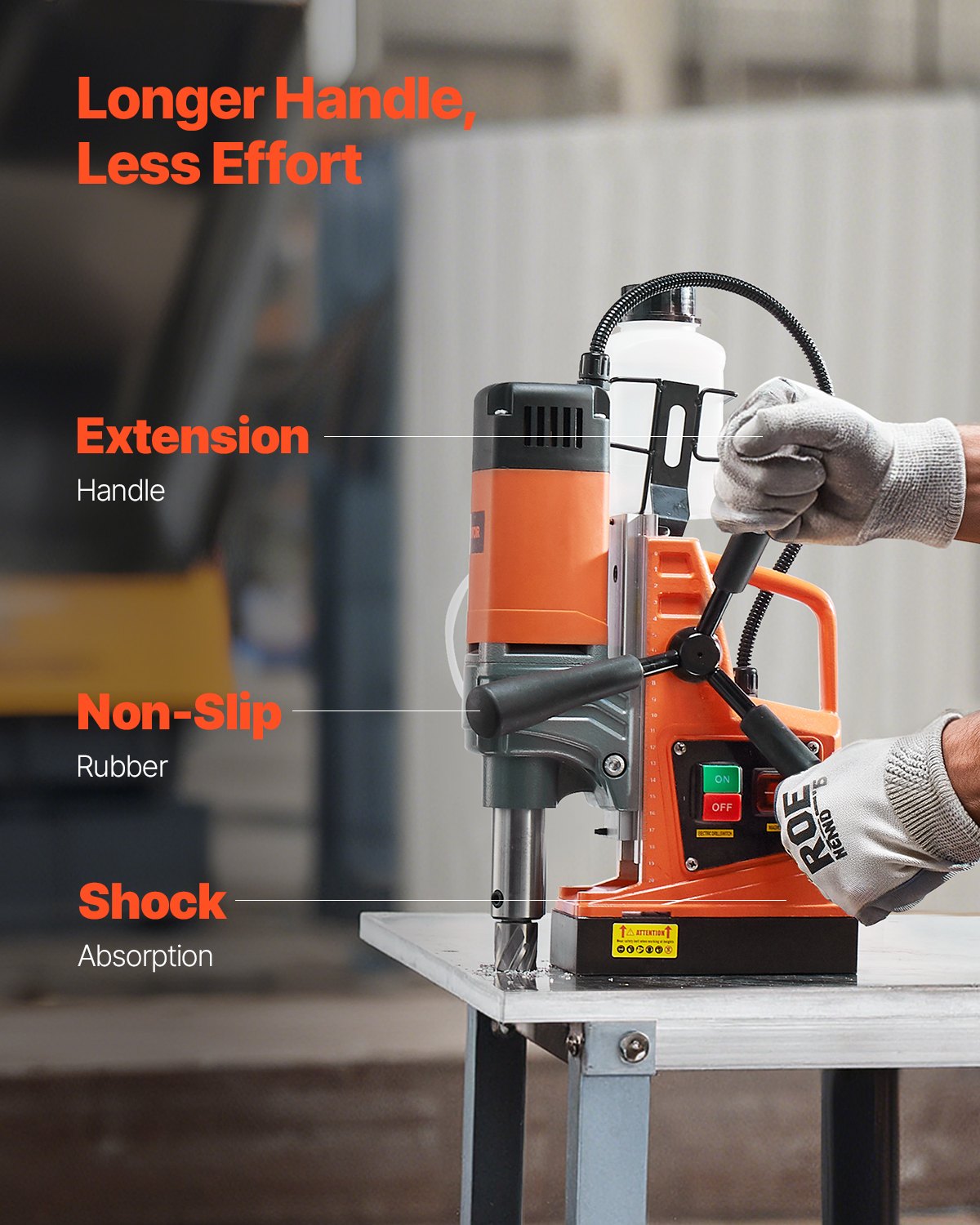 Magnetic Drill, 1300W Motor 1.6 in Boring Diameter, 2810 lbf Portable
