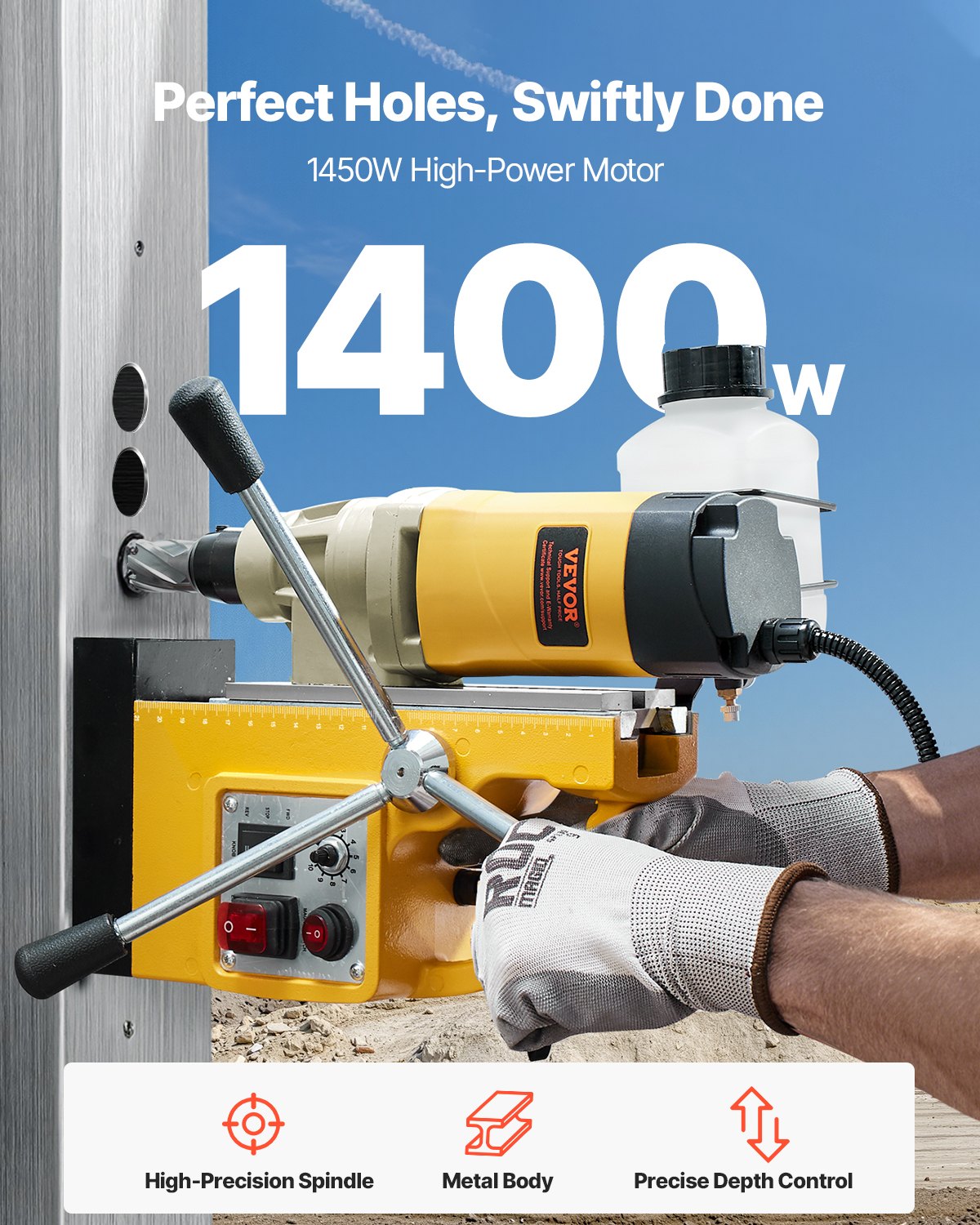 VEVOR Magnetic Drill, 1400W Motor 2 in Boring Diameter, 2878 lbf