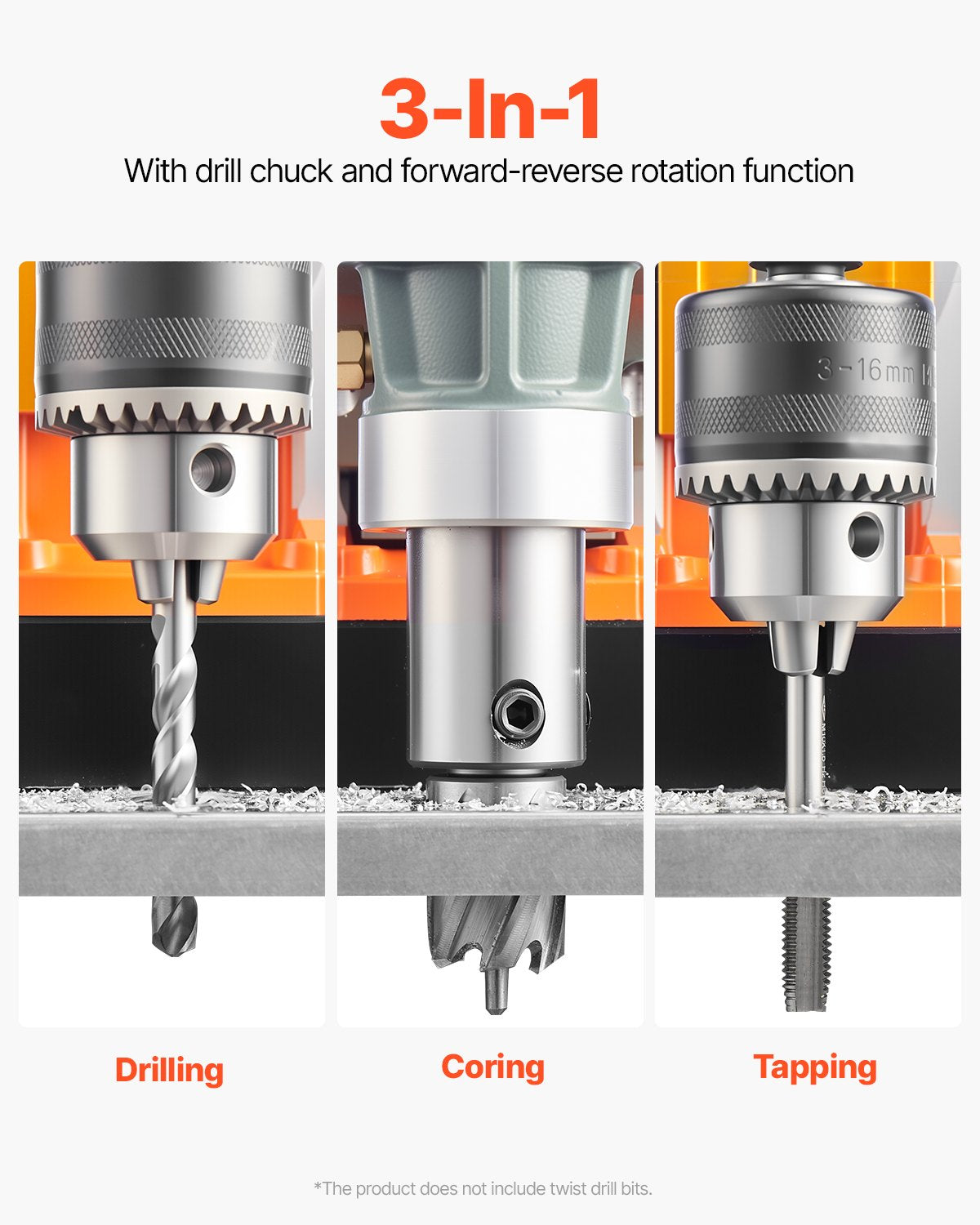 Magnetic Drill, 1450W Motor 2 in Boring Diameter, 2878 lbf Portable